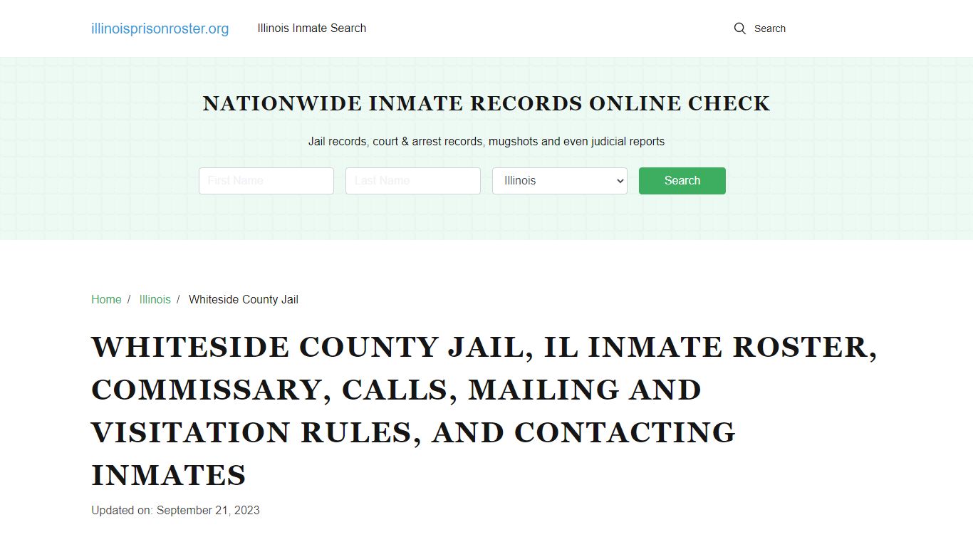 Whiteside County Jail, IL Offender Search, Calls, Contacts